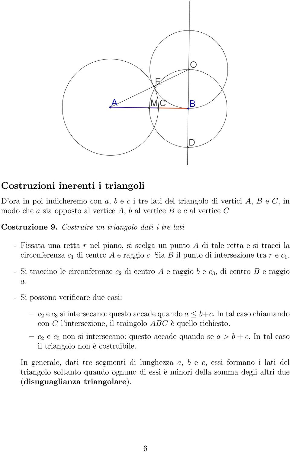 Sia B il punto di intersezione tra r e c 1. - Si traccino le circonferenze c 2 di centro A e raggio b e c 3, di centro B e raggio a.