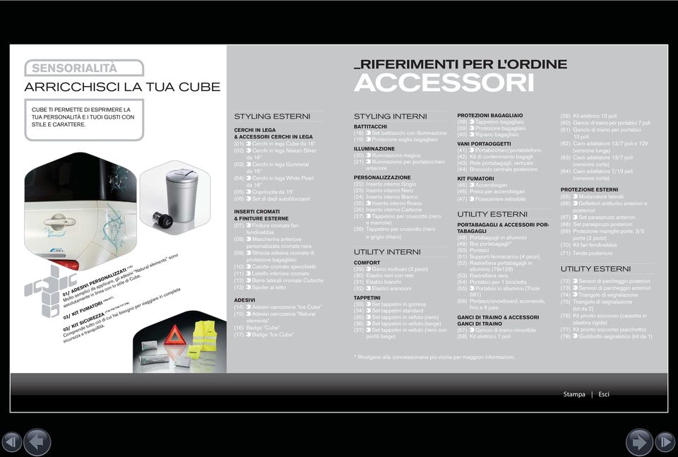 02/ KIT FUMATORI (45/47) 03/ KIT SICUREZZA (74/75/76/77/78) Comprende tutto ciò di cui hai bisogno per viaggiare in completa sicurezza e tranquillità.