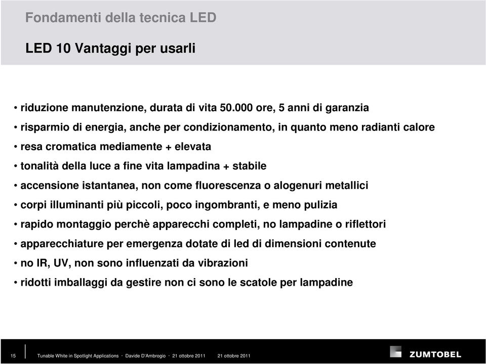 fine vita lampadina + stabile accensione istantanea, non come fluorescenza o alogenuri metallici corpi illuminanti più piccoli, poco ingombranti, e meno pulizia rapido