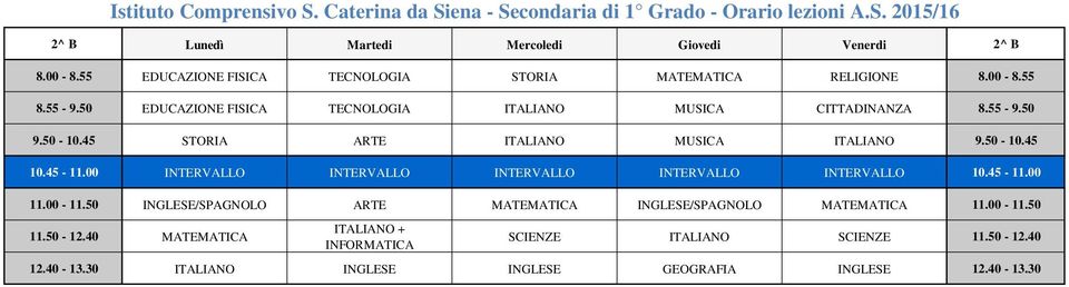 50 EDUCAZIONE FISICA TECNOLOGIA ITALIANO MUSICA CITTADINANZA 8.55-9.50 9.50-10.