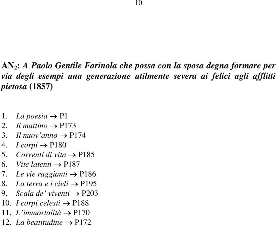 Il nuov anno P174 4. I corpi P180 5. Correnti di vita P185 6. Vite latenti P187 7. Le vie raggianti P186 8.