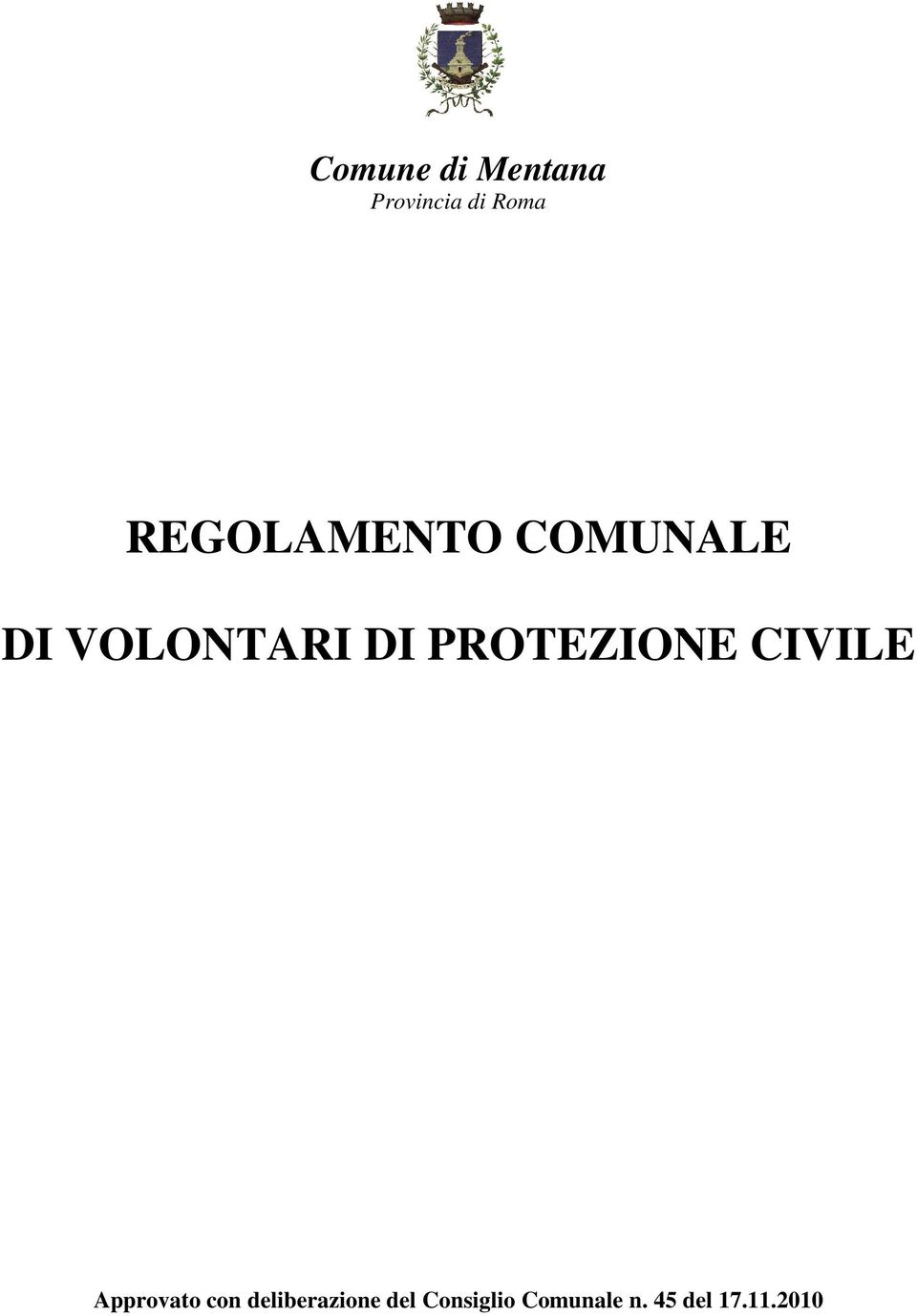 PROTEZIONE CIVILE Approvato con