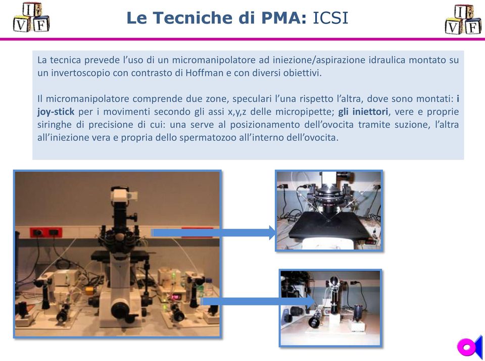 Il micromanipolatore comprende due zone, speculari l una rispetto l altra, dove sono montati: i joy-stick per i movimenti secondo gli