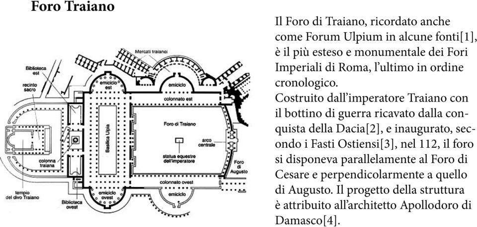 Costruito dall imperatore Traiano con il bottino di guerra ricavato dalla conquista della Dacia[2], e inaugurato, secondo i