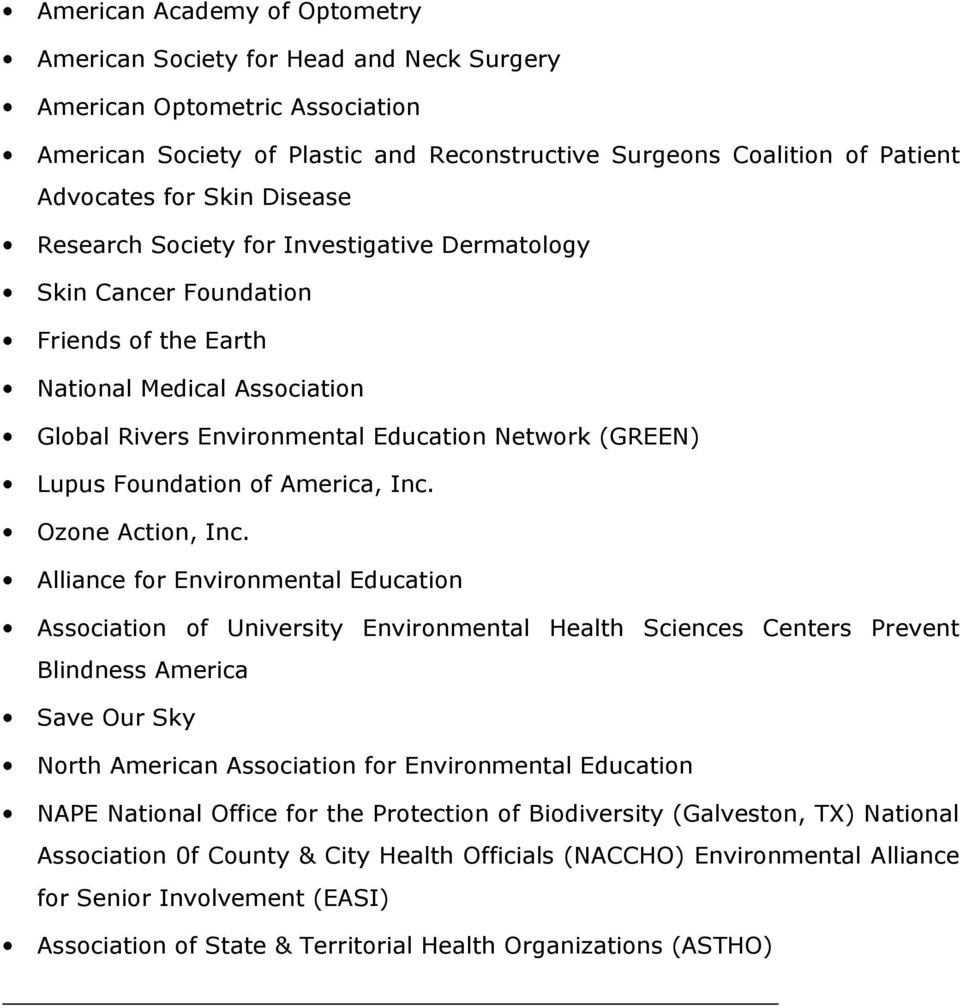 Foundation of America, Inc. Ozone Action, Inc.