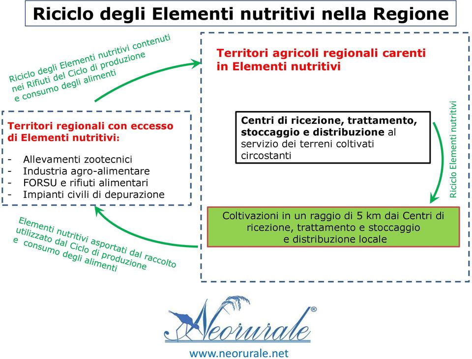 depurazione Centri di ricezione, trattamento, stoccaggio e distribuzione al servizio dei terreni coltivati circostanti Riciclo