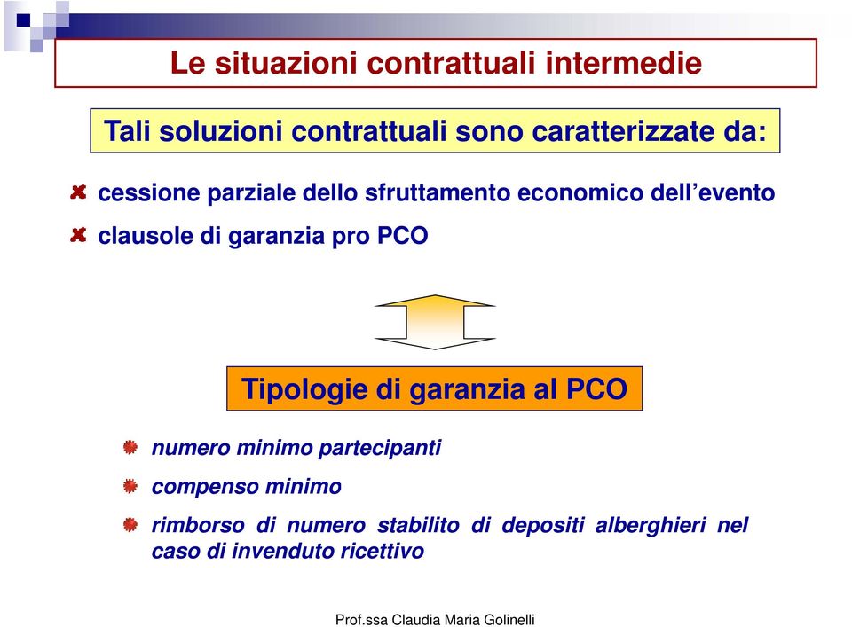 clausole di garanzia pro PCO Tipologie di garanzia al PCO numero minimo