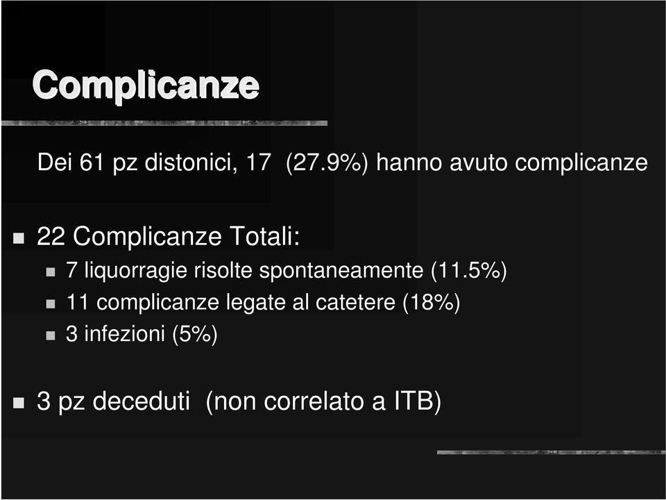 liquorragie risolte spontaneamente (11.