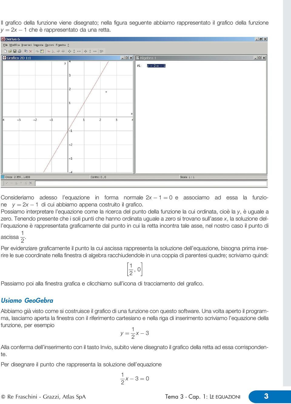 Possiamo interpretare 'equazione come a ricerca de punto dea funzione a cui ordinata, cioeá a y, eá uguae a zero.