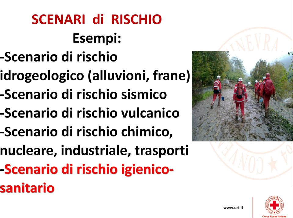 sismico -Scenario di rischio vulcanico -Scenario di rischio