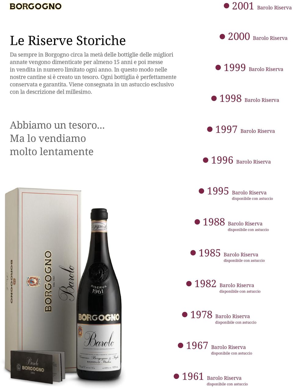 2000 Barolo Riserva 1999 Barolo Riserva 1998 Barolo Riserva Abbiamo un tesoro.