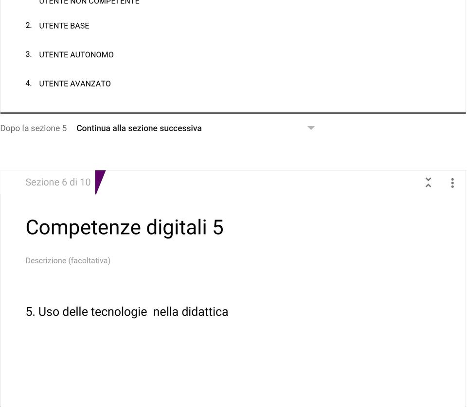 successiva Sezione 6 di 10 Competenze digitali