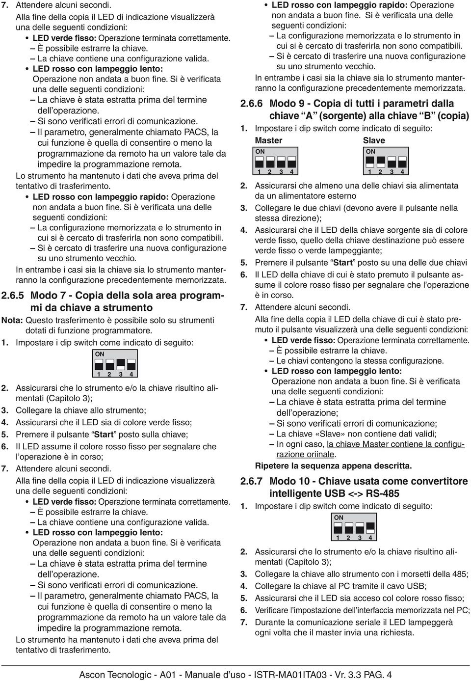 Lo strumento ha mantenuto i dati che aveva prima del tentativo di trasferimento. LED rosso con lampeggio rapido: Operazione non andata a buon fine.