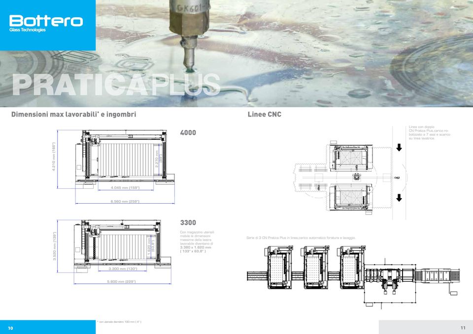 520 mm (139 ) 3300 Con magazzino utensili mobile le dimensioni massime della lastra lavorabile diventano di 3.380 x 1.