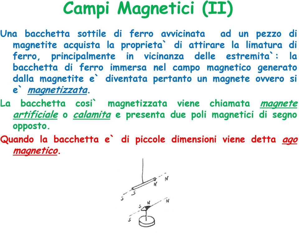 magnetite e` diventata pertanto un magnete ovvero si e` magnetizzata.
