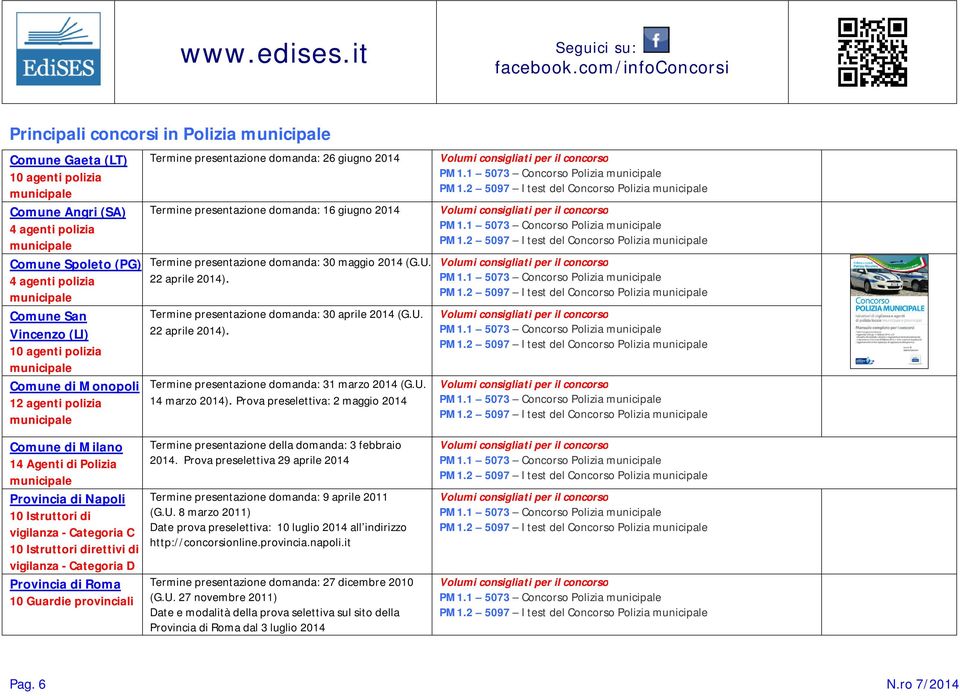 Termine presentazione domanda: 30 aprile 2014 (G.U. 22 aprile 2014). Termine presentazione domanda: 31 marzo 2014 (G.U. 14 marzo 2014).