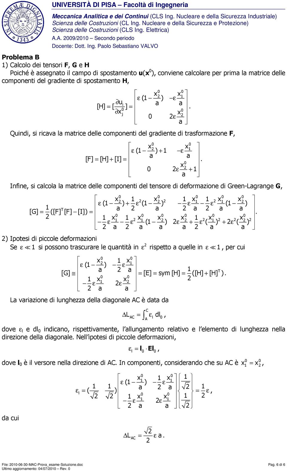 Elettrica).. 9/ Secondo periodo ocente: ott. Ing.