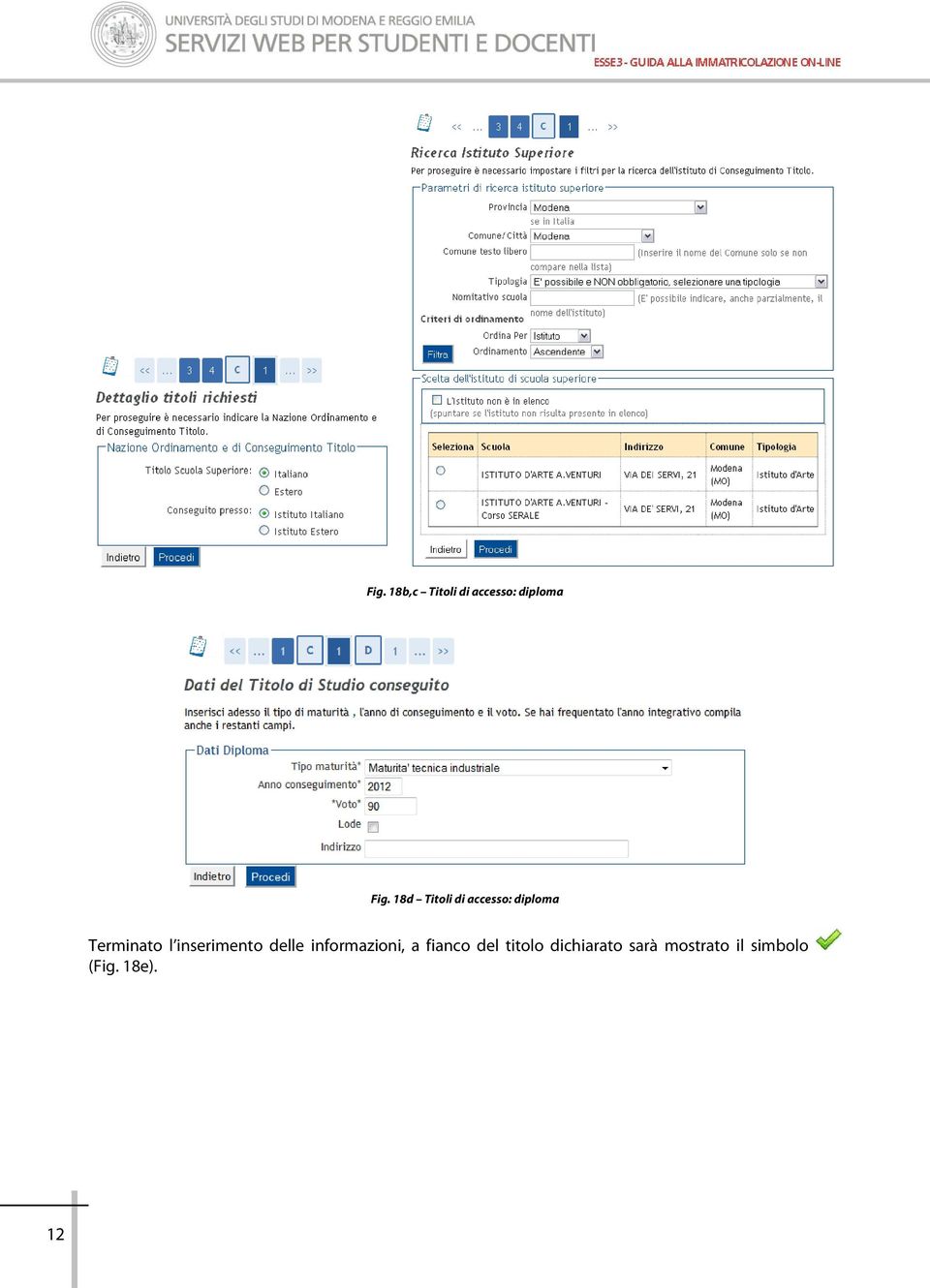 inserimento delle informazioni, a fianco del