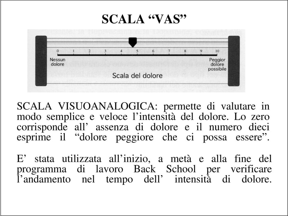 Lo zero corrisponde all assenza di dolore e il numero dieci esprime il dolore peggiore