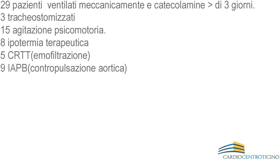 3 tracheostomizzati 15 agitazione psicomotoria.