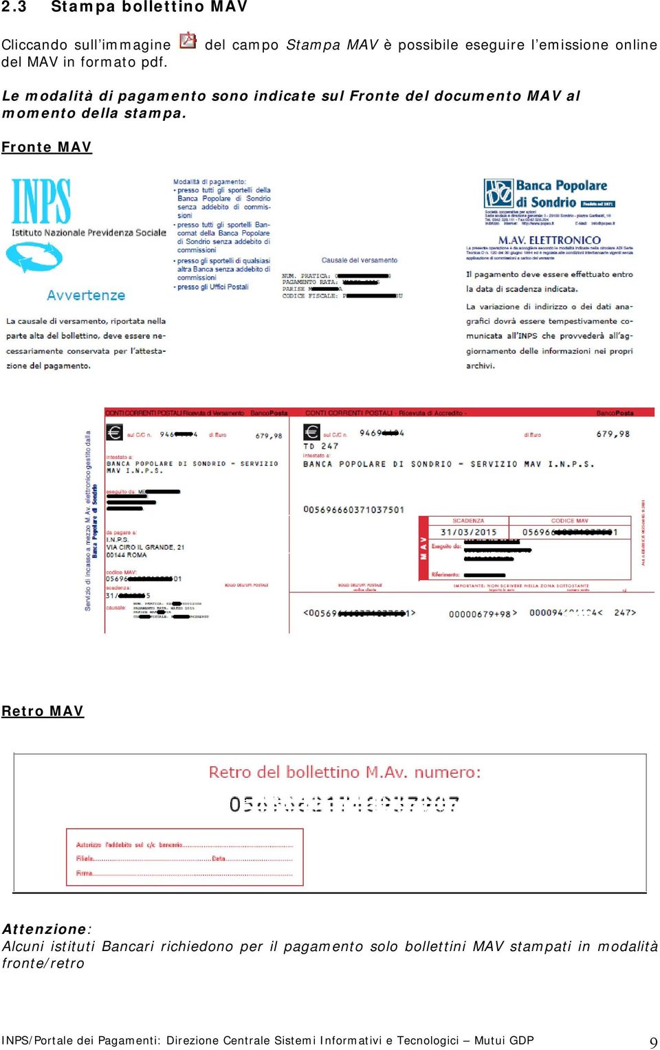 documento MAV al momento della stampa.