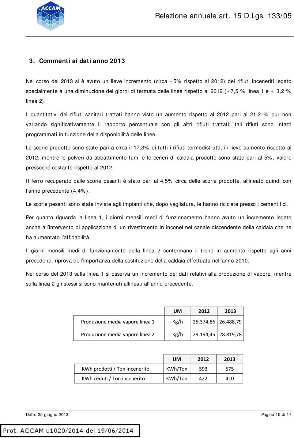 I quantitativi dei rifiuti sanitari trattati hanno visto un aumento rispetto al 2012 pari al 21,2 % pur non variando significativamente il rapporto percentuale con gli altri rifiuti trattati; tali