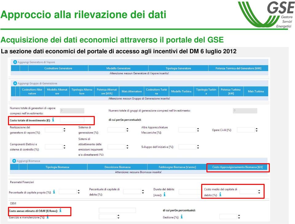 portale del GSE La sezione dati economici del