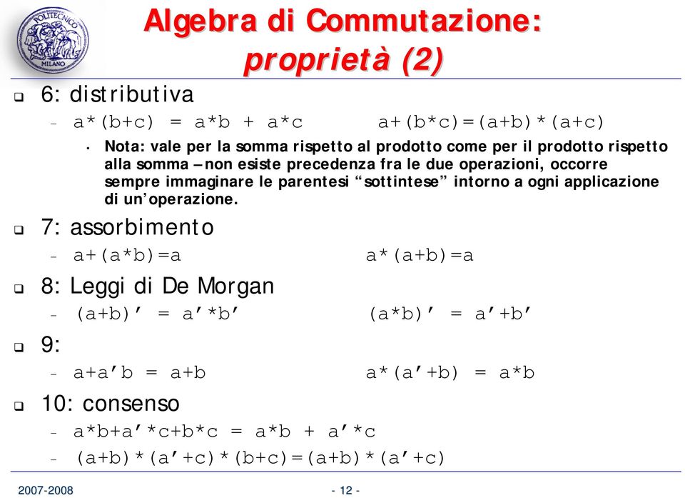 immaginare le parentesi sottintese intorno a ogni applicazione di un operazione.