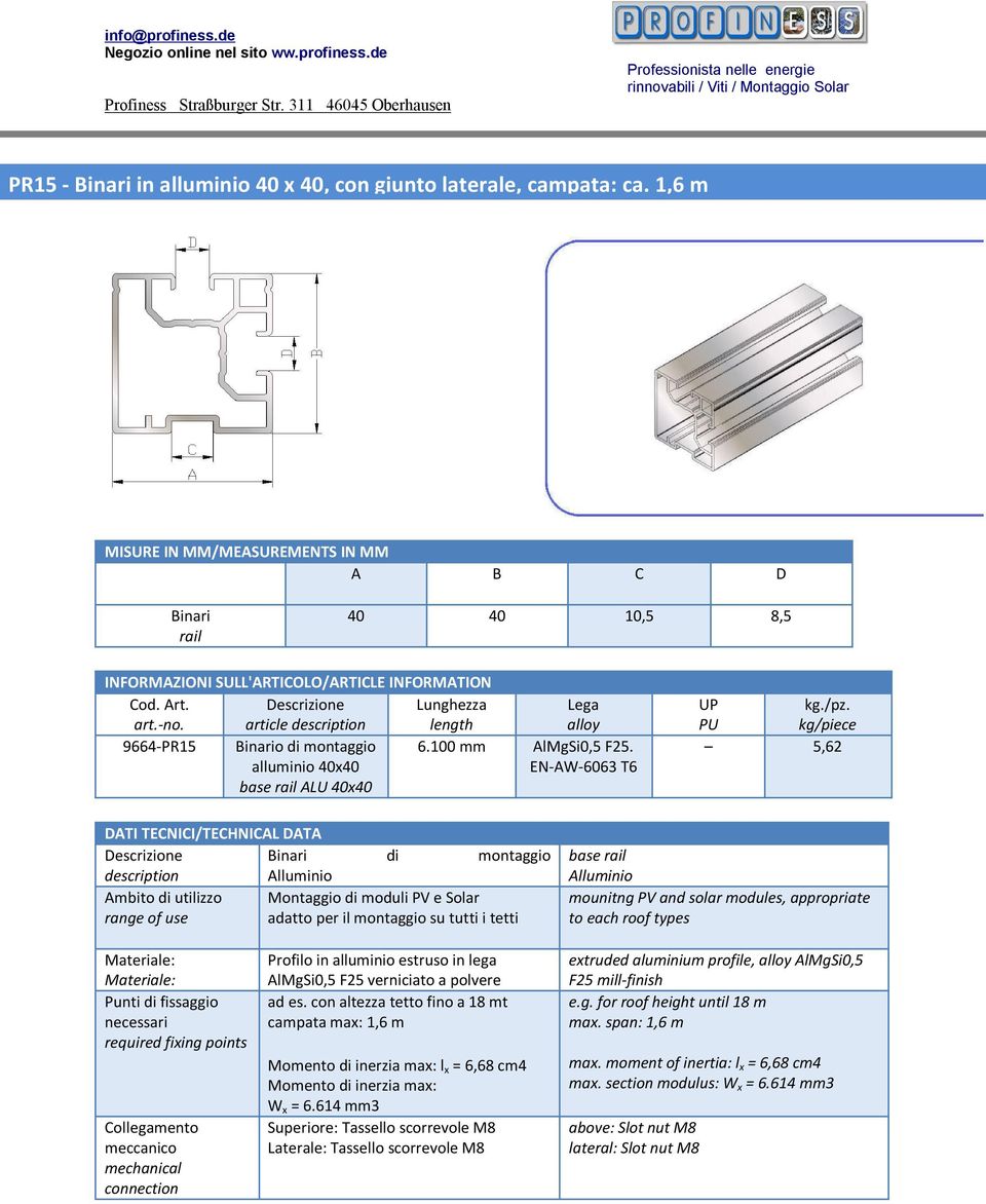 modules, appropriate to each roof types Punti di fissaggio necessari required fixing points Collegamento ad es.