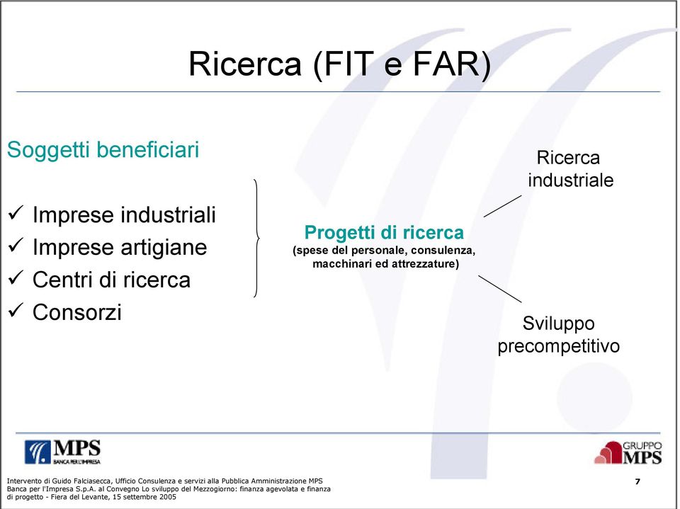 Progetti di ricerca (spese del personale, consulenza,