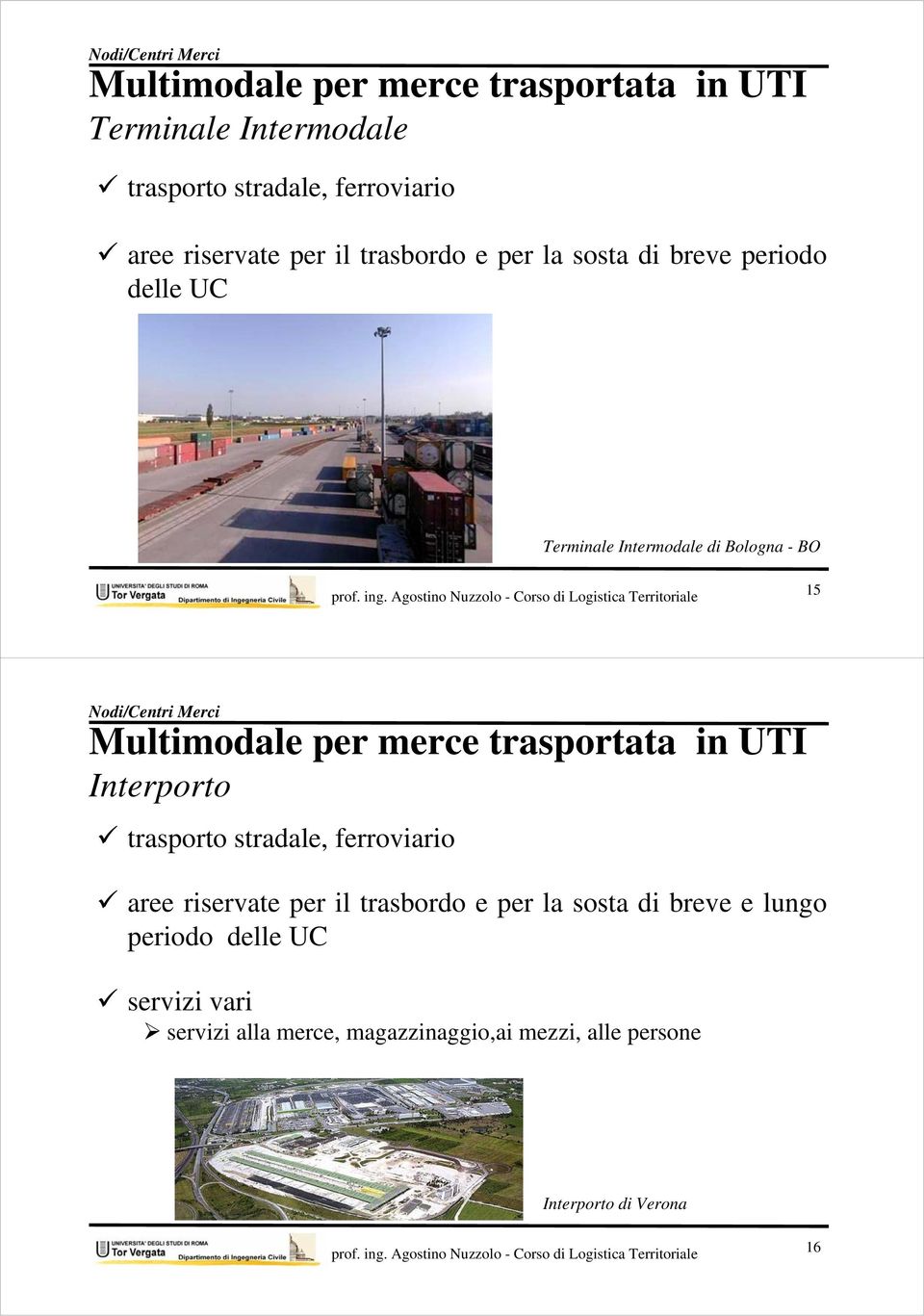 Merci Multimodale per merce trasportata in UTI trasporto stradale, ferroviario aree riservate per il trasbordo e per la