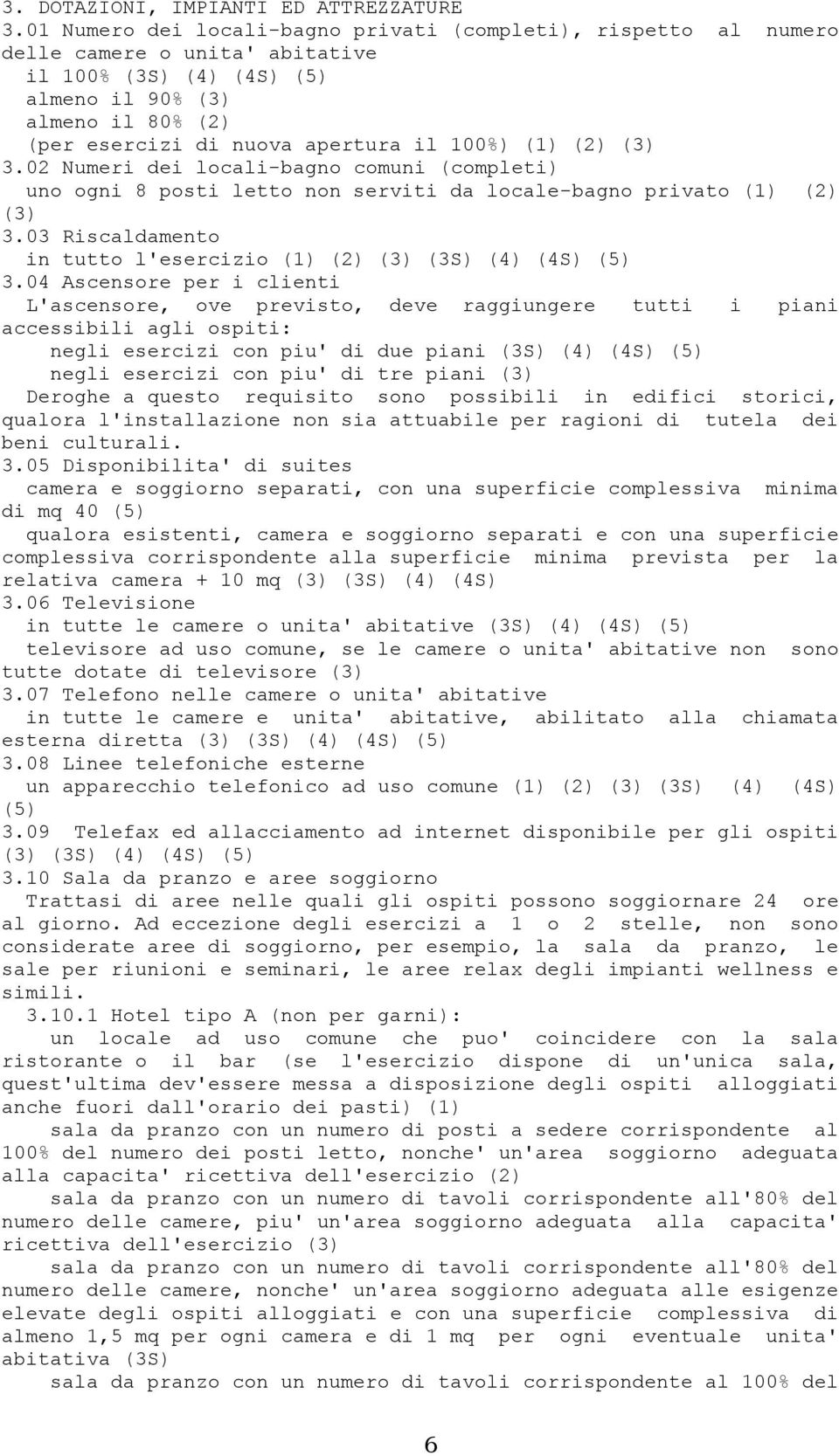 100%) (1) (2) (3) 3.02 Numeri dei locali-bagno comuni (completi) uno ogni 8 posti letto non serviti da locale-bagno privato (1) (2) (3) 3.