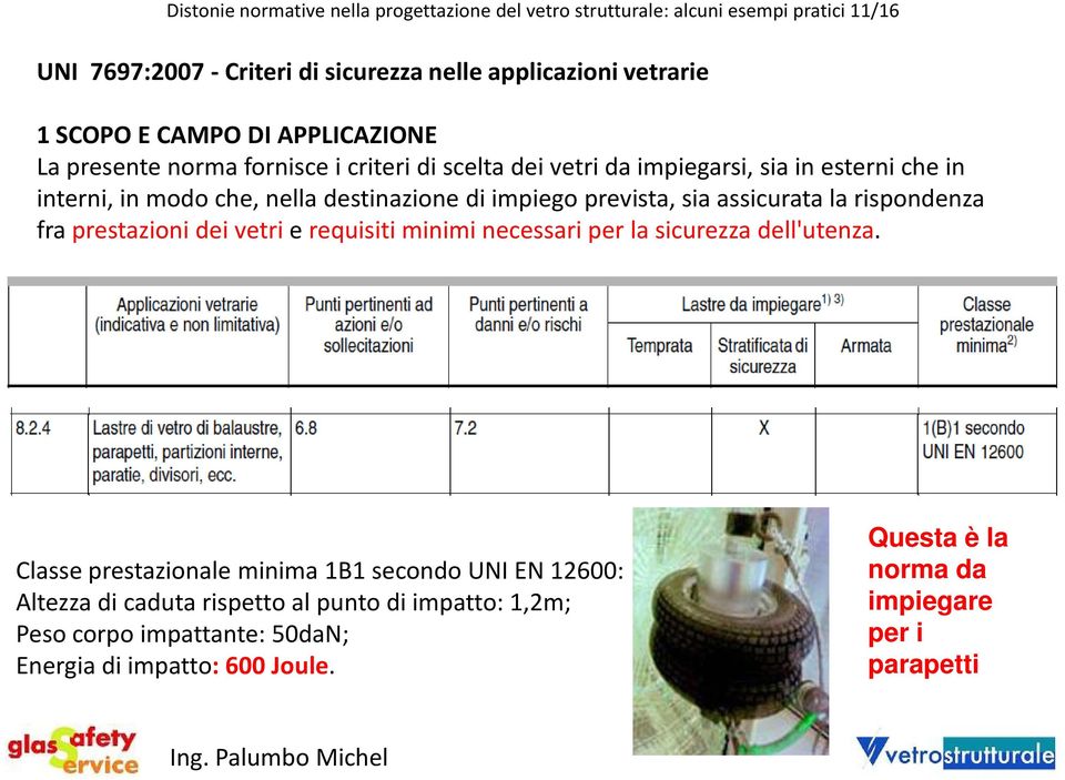 prevista, sia assicurata la rispondenza fra prestazioni dei vetri e requisiti minimi necessari per la sicurezza dell'utenza.