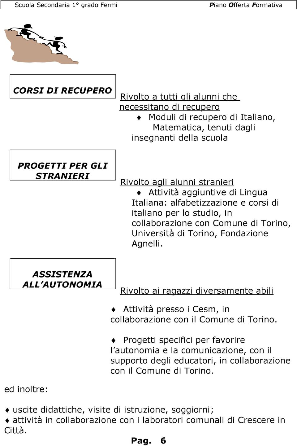 ASSISTENZA ALL AUTONOMIA Rivolto ai ragazzi diversamente abili Attività presso i Cesm, in collaborazione con il Comune di Torino.