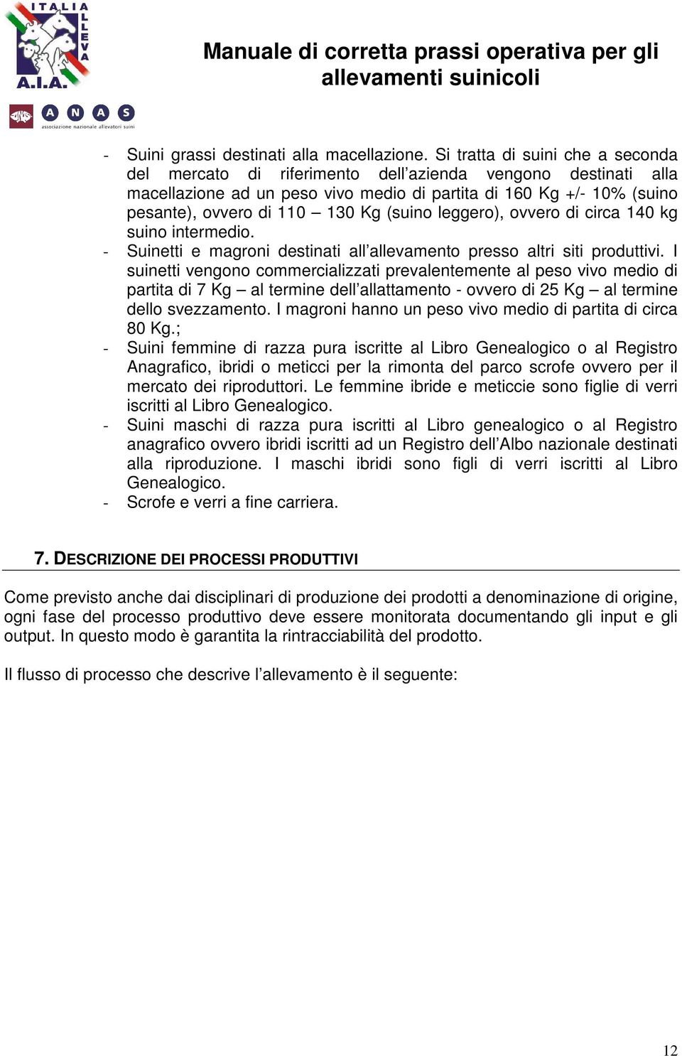 (suino leggero), ovvero di circa 140 kg suino intermedio. - Suinetti e magroni destinati all allevamento presso altri siti produttivi.