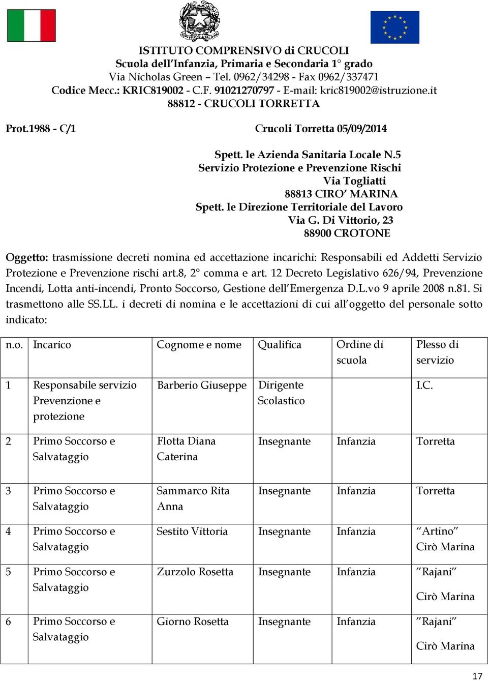 le Direzione Territoriale del Lavoro Via G.