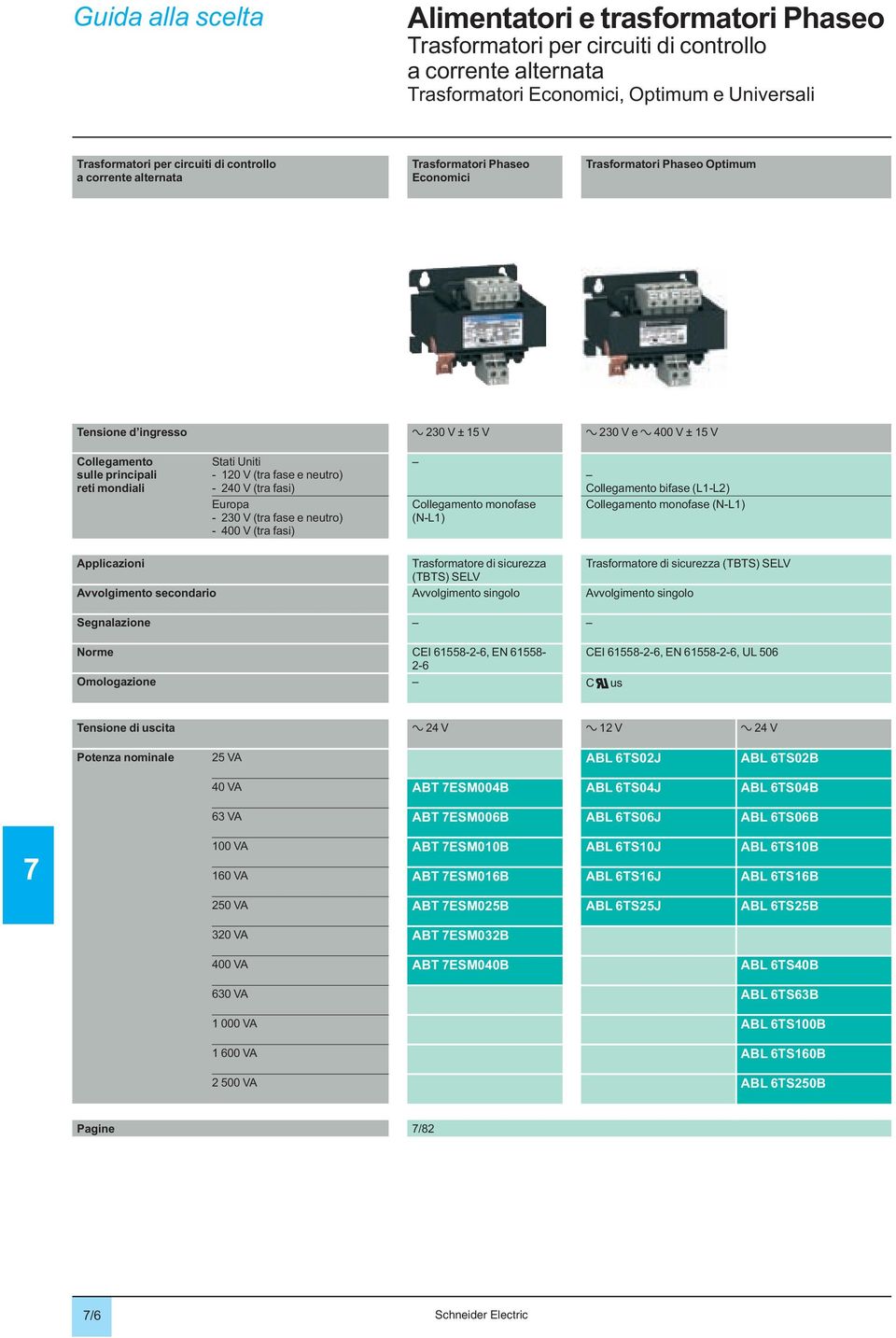 neutro) - 240 V (tra fasi) Europa - 230 V (tra fase e neutro) - 400 V (tra fasi) Collegamento monofase (N-L1) Collegamento bifase (L1-L2) Collegamento monofase (N-L1) Applicazioni Trasformatore di