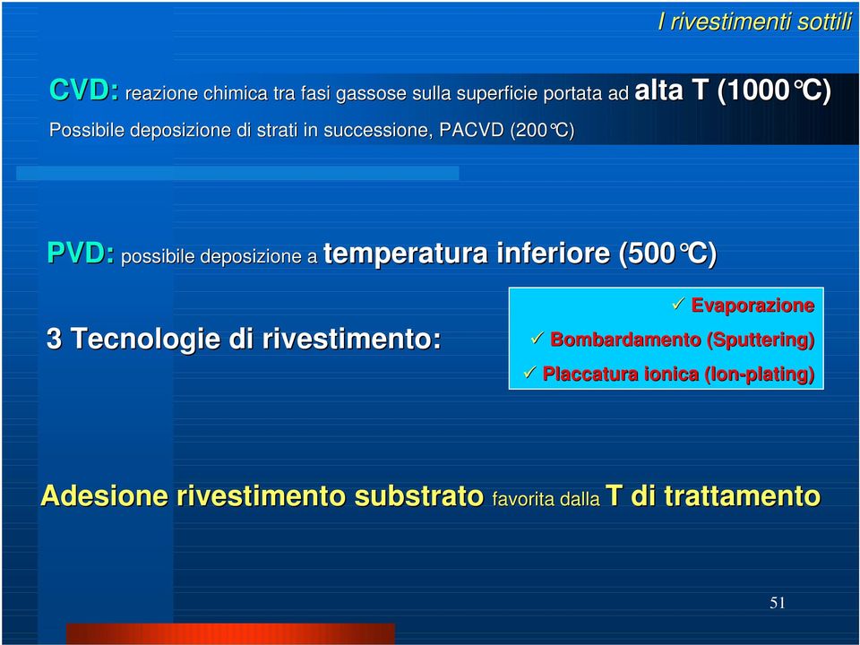 a temperatura inferiore (500 C) 3 Tecnologie di rivestimento: Evaporazione Bombardamento