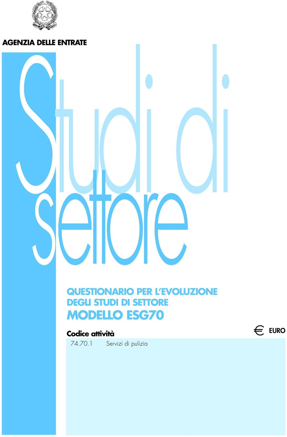 STUDI DI SETTORE MODELLO ESG70 Codice