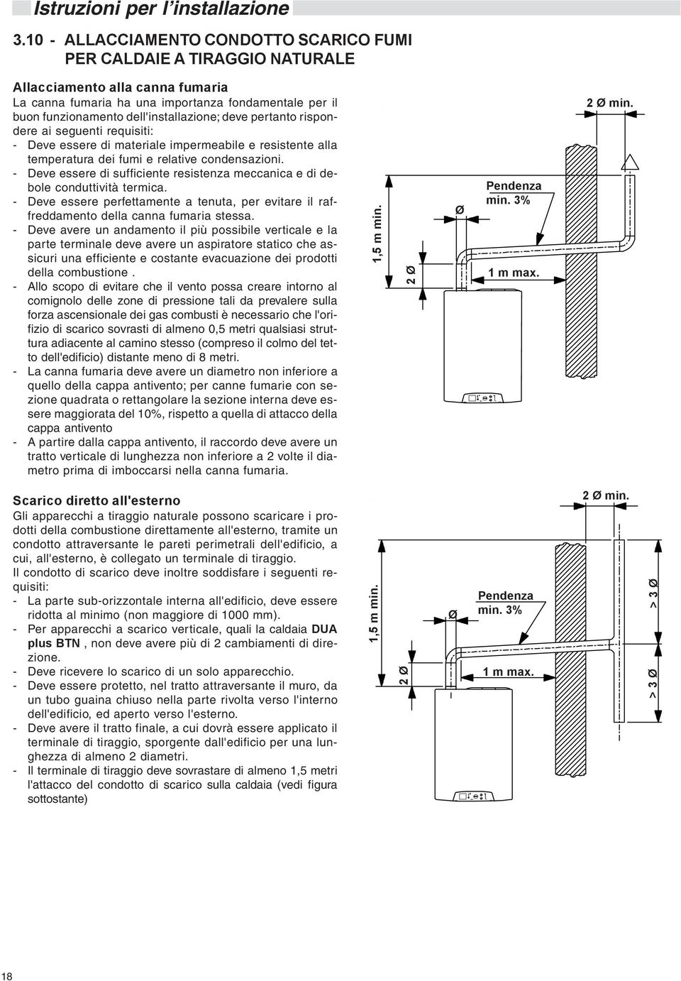 deve pertanto rispondere ai seguenti requisiti: - Deve essere di materiale impermeabile e resistente alla temperatura dei fumi e relative condensazioni.