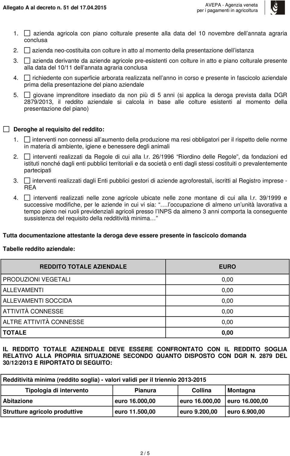 azienda derivante da aziende agricole pre-esistenti con colture in atto e piano colturale presente alla data del 10/11 dell annata agraria conclusa 4.