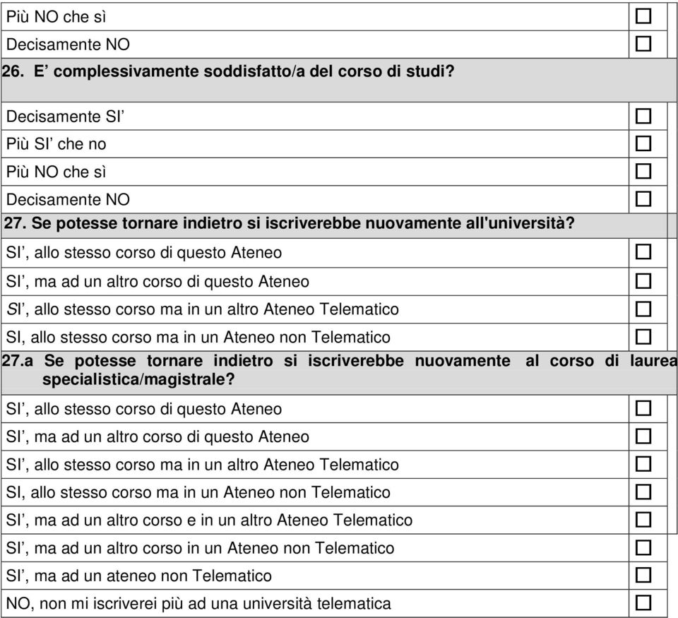 a Se potesse tornare indietro si iscriverebbe nuovamente al corso di laurea specialistica/magistrale?