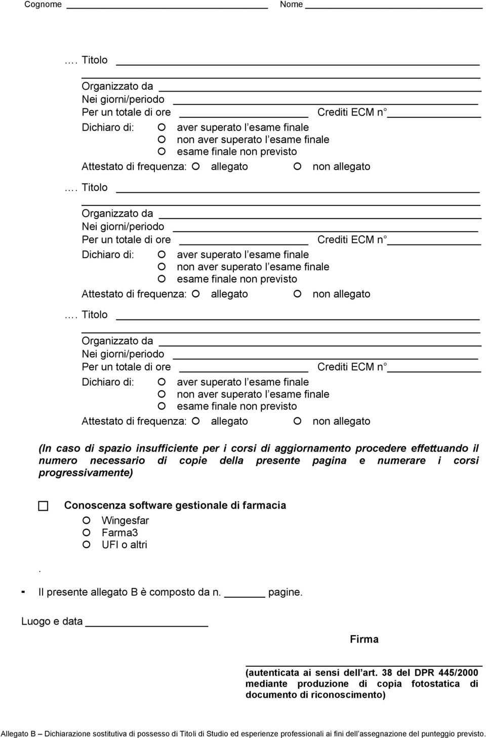 Wingesfar Farma3 UFI o altri. Il presente allegato B è composto da n. pagine.