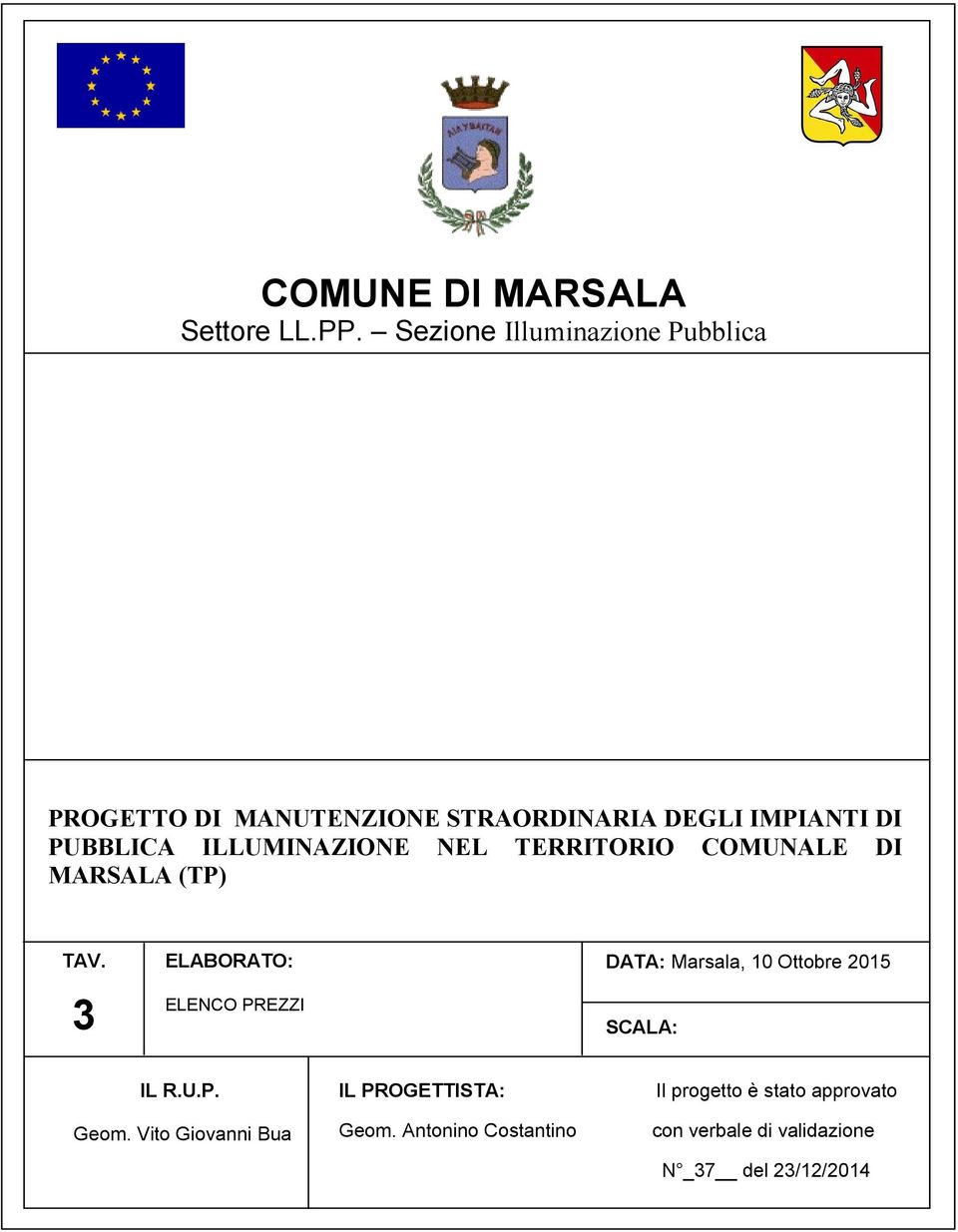 ILLUMINAZIONE NEL TERRITORIO COMUNALE DI MARSALA (TP) TAV.