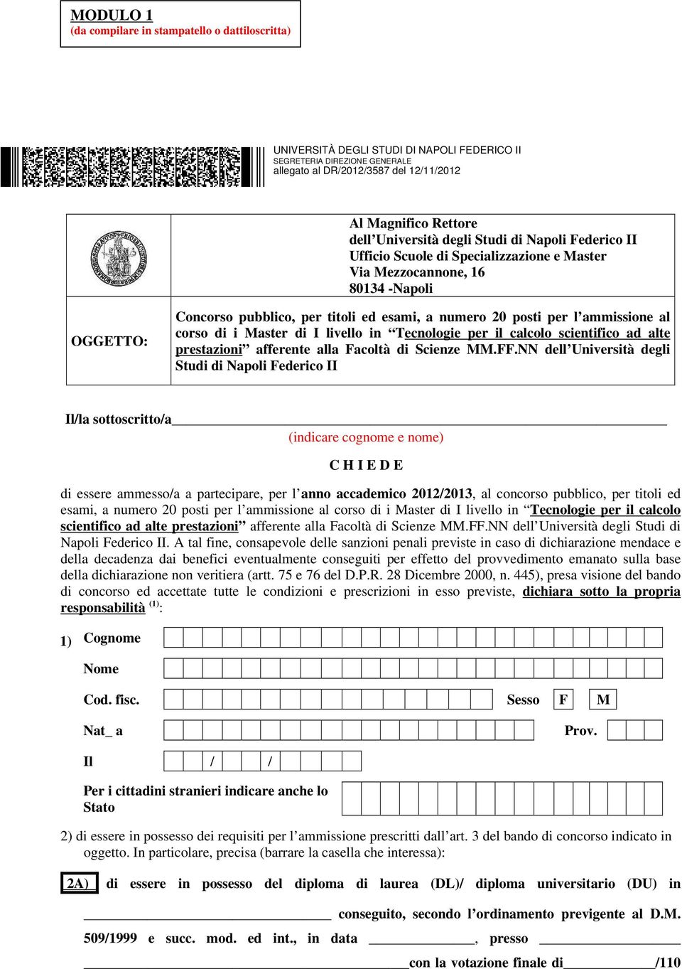 calcolo scientifico ad alte prestazioni afferente alla Facoltà di Scienze MM.FF.