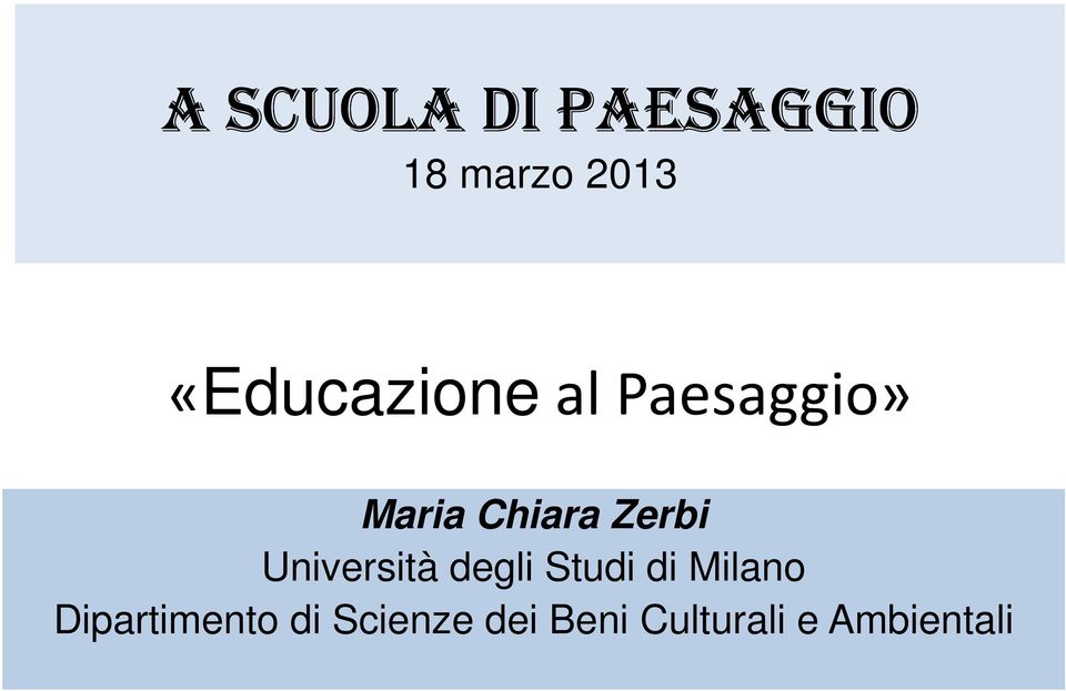 Zerbi Università degli Studi di Milano