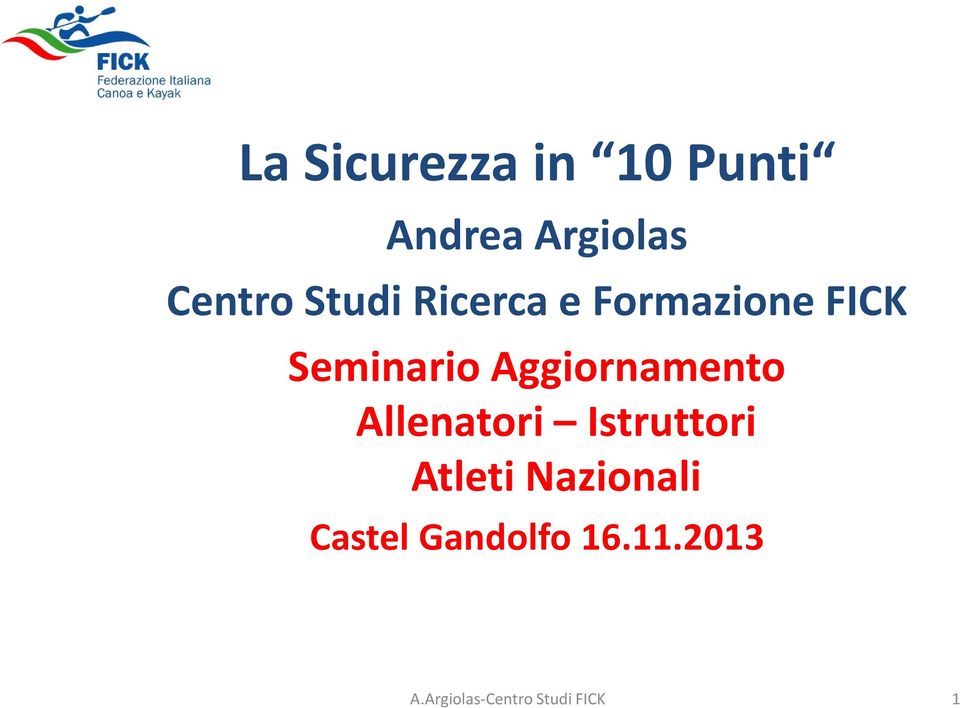 Seminario Aggiornamento Allenatori