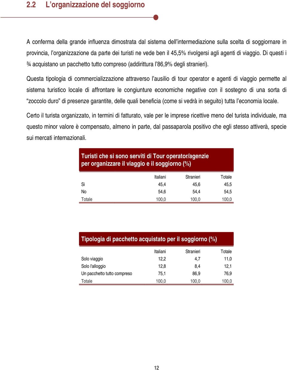 Questa tipologia di commercializzazione attraverso l ausilio di tour operator e agenti di viaggio permette al sistema turistico locale di affrontare le congiunture economiche negative con il sostegno