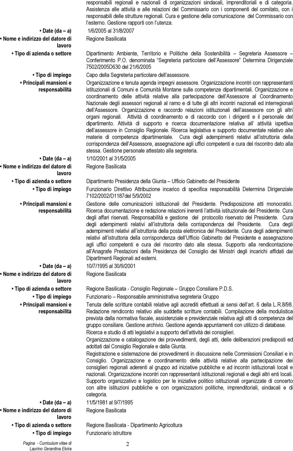 Cura e gestione della comunicazione del Commissario con l esterno. Gestione rapporti con l utenza.