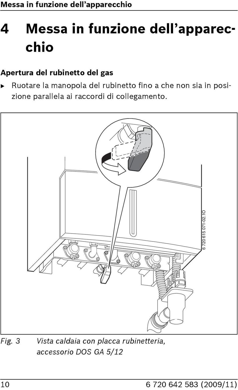 posizione parallela ai raccordi di collegamento. 70 5 07-0.